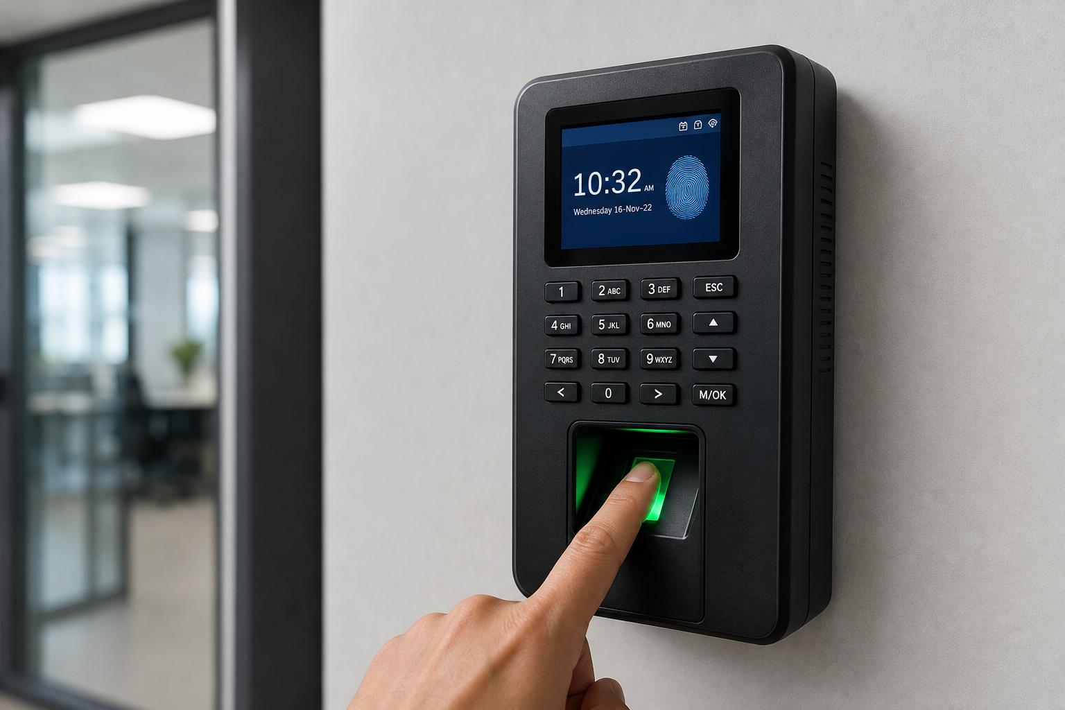 Finger scanning on an eSSL-style biometric attendance machine