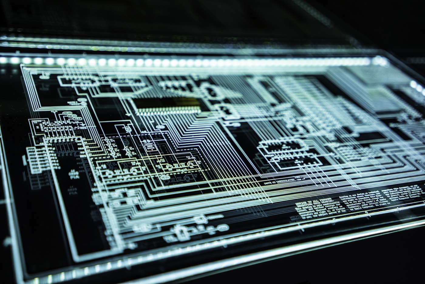 Glowing circuit schematic representing network firewall inspection